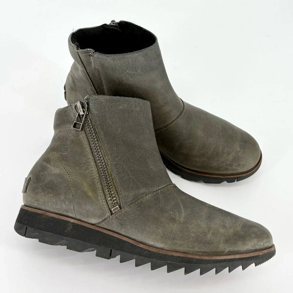 Sorel Harlow Zip Ankle Boot Quarry Leather